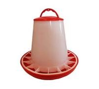 Red and White Plastic Chicken Feeder 1kg with Handle