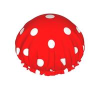 Red And White Polka Dot Shower Caps Bath Cap For Women Adjustable Double Layer Hair Protection Spa Salon Shower Hat