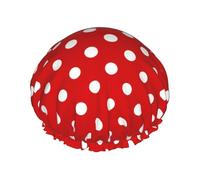 Red And White Polka Dot Shower Caps Bath Cap For Women Adjustable Double Layer Hair Protection Spa Salon Shower Hat