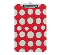 Red and White Polka Dots Clipboard, A4 Acrylic Clipboard with Hanging Hole, Ultra-Light Clip Board - Holds 100 Sheets, Shatterproof Document Holder for Office, 12.5" X 8.5"
