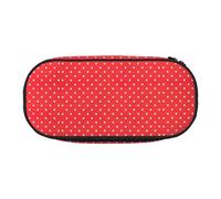 Red and White Polka Dots Cute Aesthetic Big Capacity Zipper Pencil Cases Pen,Portable Office Desk Organizer for Adults