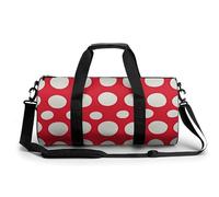Red And White Polka Dots Gym Bag for Men Women, Sturdy Oxford Cloth Travel Bags with Removable Shoulder Strap, Waterproof Duffel Bag for Fitness, Travel, Yoga