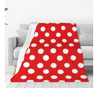 Red and White Polka Dots Print Blanket Soft Cozy Throw Blanket Warm Flannel Throw Blankets Lightweight Fleece Blanket Plush Air Conditioner Blanket for Chair Bedroom Couch Bed Outdoor Travel 40"x30"