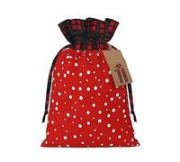 Red And White Polka Dots Print Christmas Wrapping Bags Xmas Drawstring With Gift Bags Christmas Presents & Party