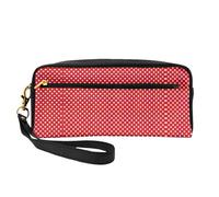 Red and White Polka Dots Print Leather Small Makeup Bag â€“ Reusable Cosmetic Accessories Organizer, Travel Toiletry Bag