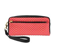 Red and White Polka Dots Print Leather Small Makeup Bag â€“ Reusable Cosmetic Accessories Organizer, Travel Toiletry Bag