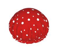 Red And White Polka Dots Print Shower Cap, Shower Cap for Women Reusable, Waterproof Bath Cap,Quick Drying Bath Hair Cap