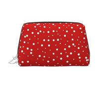 Red and White Polka Dots Print Small Makeup Bag, Cosmetic Pouch with Wide Zipper, Travel Makeup Organizer for Women
