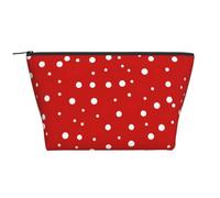 Red and White Polka Dots Print Women's Makeup Bag Daily Commute Cosmetics Storage Pouch Beach Travel Fashion Toothbrush Bag