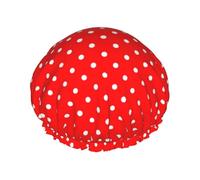 Red And White Polka Dots Printed Double Layer Elastic Waterproof Shower Cap Reusable Bath Cap