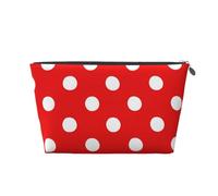 Red and White Polka Dots Printed Travel Cosmetic Bags with Silver Zipper Makeup Organizer Cosmetic Case Toiletry Bag for Women Mom Girls