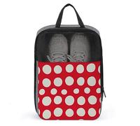 Red And White Polka Dots Shoe Bag Waterproof & Breathable Shoe Pouch for Travel, Portable Carry Case for Sports Sneakers, Gym, Vacation