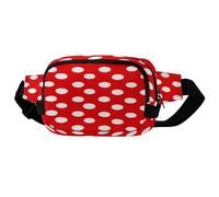 Red And White Polka Dots Square Double-Layer Waist Bag with Adjustable Strap.Zipper Fanny Pack -Multi-Pockets.Chest Bag-sports Waist Bag for Hiking Jogging Running.