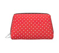 Red and White Polka Dots Travel Makeup Bag with Compartment,Portable Cosmetic Organizer Bags,Toiletry Bag