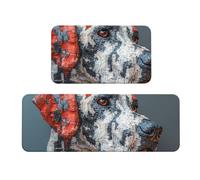 Red And White Skinned Dog Rug Cushioned Kitchen Rugs Sets Of 2 Comfort Standing Mat For Home Decor Sink,Kitchen Mats For Floor Non Slip Washable ，Laundr 17"X47"+17"X30"