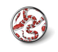 Red And White Snake Round Badge Personalized Metal Lapel Pin Badges Fit Clothing Bags Hat Humorous Printed Brooch Badge Party Decorations Accessories for Men Women
