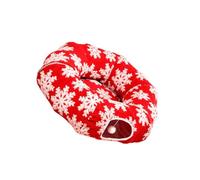 Red and White Snowflake Christmas Cat Bed Tunnel | Seasonal appearance pattern, integrated rest area and tunnel, connected cat space for indoor play