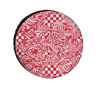 Red and White Spare Tire Cover Weatherproof Tire Diameters 24-36 Inch Universal Waterproof Wheel Protectors for Trailers Trucks