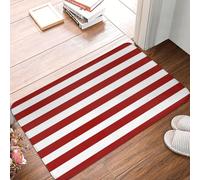 Red and White Stripe Bathroom Rugs Bath Mat Floor Non-Slip Floor Carpet Absorbent Door Mat Home Decor for Kitchen Bedroom Indoor 20"x31.5"in