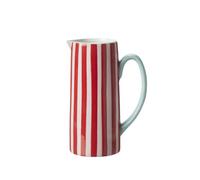 Red And White Striped Ceramic Flower Jug Vase (H:21Cm)