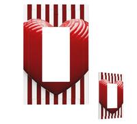 Red And White Striped Heart Wall Plate Cover Modern Decorative 1 Gang Light Switch Cover Unbreakable Receptacle Outlet Covers For Living Room Bedroom Home Decor 1 Gang