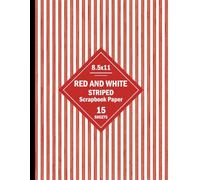 Red and White Striped Scrapbook Paper: Watercolor Lined Pattern for Various Crafts, Invitations, Junk Journals, Card Making, DIY Projects - 15 Sheets - 1 Design