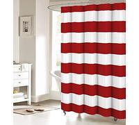 Red and White Striped Shower Curtain for Bathroom Decor, Waterprrof Polyester Fabric Shower Curtains Christmas Red Decorative Curtains for Bathroom Curtain Sets With Hooks, Standard Size 66" x 72"