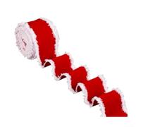 Red And White Velvet Ribbon 2.5in Christmas Striped Soft Cloth Edge Bow DIY | Four lengths available Soft velvet material Flexible for bows and wreaths Easy to shape for festive decorating