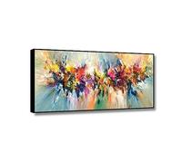 Red and yellow clouds Canvas wall Art Abstract pictures-Abstract Painting on Canvas-Abstract Wall Art Canvas Prints-Modern artwork Colorful Landscape Posters for Room 70x140cm28"x55" BlackFrame