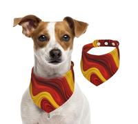 Red and Yellow Curved Elements Cotton Dog Bandanas - Washable Cotton Handkerchief Scarf Triangle Bandana for Small Medium Large Dog,Cat, Black