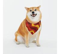 Red and Yellow Curved Elements Dog Bandanas - Adjustable Pet Scarf, for Small to Large Dog Puppy Cat, Black