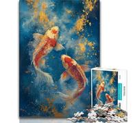 Red And Yellow Koi Fish 1000 Piece Jigsaw Puzzles for Adults & Teens,Learning Educational Toys Family Games Birthday Present,Gifts 38x26cm