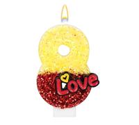 Red and Yellow Number Candles, Love Birthday Number Candle Cake Topper Decoration for Birthday Party Celebration Wedding Anniversary Supply (8)