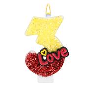 Red and Yellow Number Candles, Love Birthday Number Candle Cake Topper Decoration for Birthday Party Celebration Wedding Anniversary Supply (3)