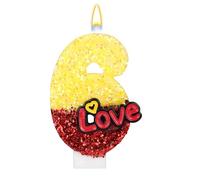 Red and Yellow Number Candles, Love Birthday Number Candle Cake Topper Decoration for Birthday Party Celebration Wedding Anniversary Supply (6)