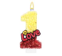 Red and Yellow Number Candles, Love Birthday Number Candle Cake Topper Decoration for Birthday Party Celebration Wedding Anniversary Supply (1)