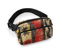 Red And Yellow Pattern Fanny Pack for Men Women, Durable Sling Chest Bag with Adjustable Strap & Large Pocket, Small Crossbody Bag for Running, Hiking, Cycling, Travel