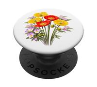 Red and Yellow Poppies and Pansies Full Bloom Shapes Mania PopSockets Adhesive PopGrip