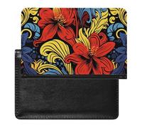 Red And Yellow Style Passport Holder with 3 Card Slots, Portable PU Leather Travel Wallet, Slim Protective Cover for Passport, ID, Credit Cards