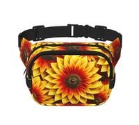 red and yellow sunflower Fitness travel shoulder bag, fashionable and casual waist bag, square double-layer waist bag, Black, One Size, Black, One Size