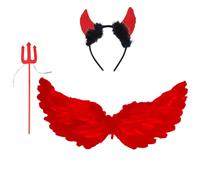 Red Angel Wings and Halo,60*30cm Feather Wings Angel Halo Headband Red Angel Wings Fallen Angel Wings Costume for Adult Women Kids Angel Halloween Christmas Birthday Party Costumes Decoration