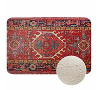 Red Antique Bath Rugs for Bathroom Turkish Carpet Pattern Print Durable Flannel Bath Rug Clearance Mats for Forlaundry Room and Kitchen Decor Carpt Washable 15.7 x 23.6 Inch