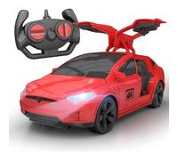 (Red) Aoopoo New Year Christmas 4-channel Tesla Dynamic Elegant Remote Control Car Rc Vehicle Gifts For Children Dynamic Remote Control Car Rechargeable 24g