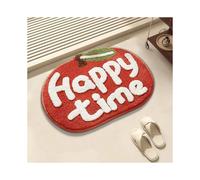 (Red Apple, 40X60cm 15.7X23.6in) Fruit watermelon suction bathroom carpet imitation cashmere toilet floor mat household non-slip
