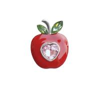 Red Apple Brooch Pin with Heart Rhinestone for Women Fashion Enamel Fruit Brooches Lapel Pins Cute Dress Accessories Christmas Eve Holiday Festival Homecoming Jewelry Souvenir, M, Metal, no gemstone