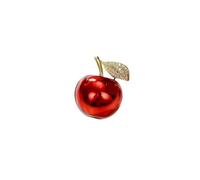 Red Apple Crystal Brooch Pin - Gold-Tone Rhinestone Little Fruit Lapel Corsage Jewellery for Women Girls, Festival Ornament Graduation Appreciation Award Gift & Special Occasions