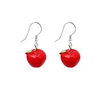 Red Apple Drop Dangle Earrings for Women Unisex Fashion 3D Fruits Statement Earring Small Cute Resin Creative Dangle Earrings Summer Green Leaf Fruit Birthday Holiday Party Jewelry Gifts