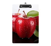 Red Apple Fruit Acrylic Clipboard A4 Letter Size Standard Clipboard with Metal Profile Clip, Hanging File Holder for Teacher, Social Worker, Office Supplies 8.5 X 12.5 Inch