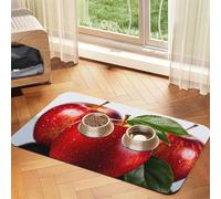 Red Apple Fruit Dog Food Mats for Floors, 16x24 Inch Non-Slip Super Absorbent Pet Food Mat, Dishwasher Dog Mat for Food and Water, Cute Rubber Quick Dry Pet Feeding Mat for Dogs Puppy Cats