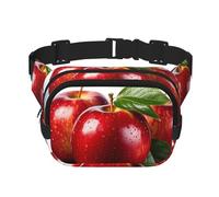 Red Apple Fruit Fanny Pack For Women Waterproof Adjustable Belt Bags Waist Pack Fashion Casual Crossbody Bags Bum Bag For Running Workout Hiking Traveling, Black, One Size